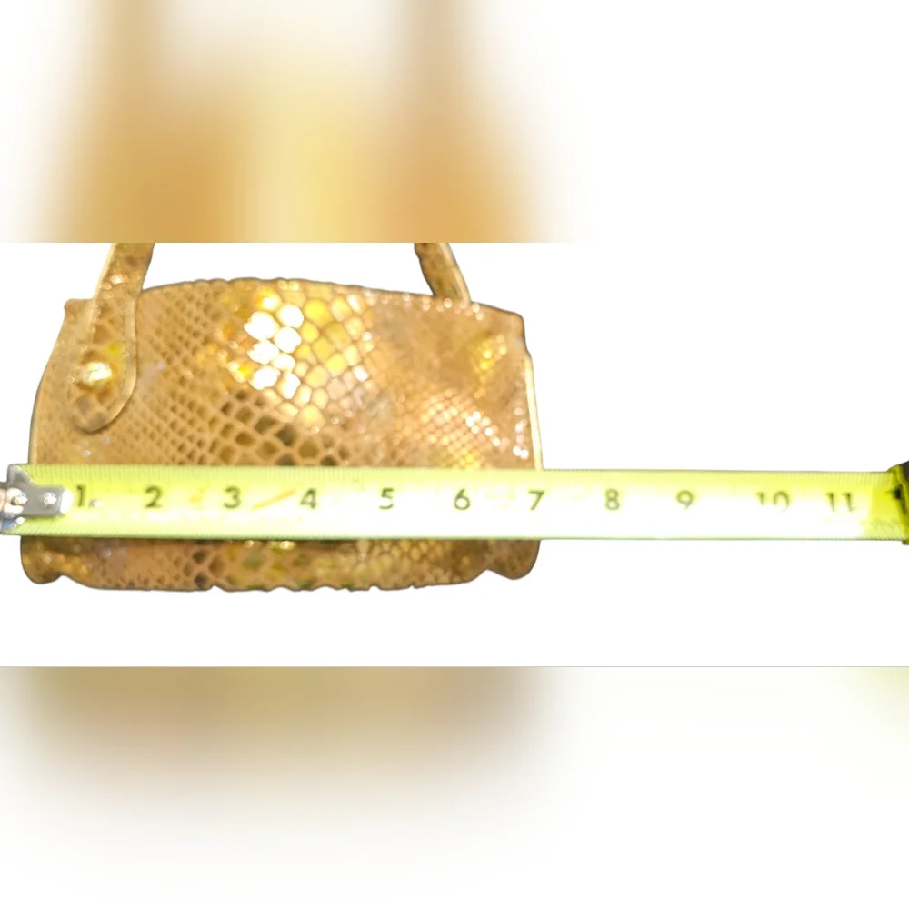 Sabina - Gold Snakeskin Pattern Wristlet Genuine Leather Small & Dainty - Picture 6 of 7